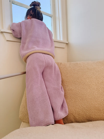 Cozy Club Knit | Wide-leg Pants - Lilac
